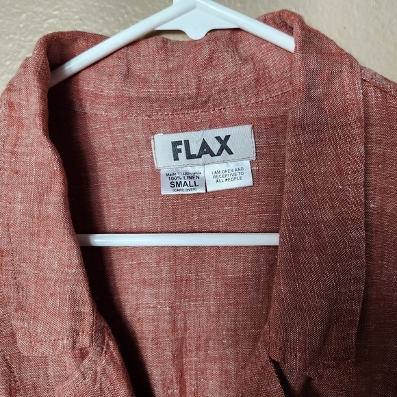 Flax Womens 100% Linen Red Lightweight Lagenlook Buttonfront Jacket-Size S - Picture 2 of 7